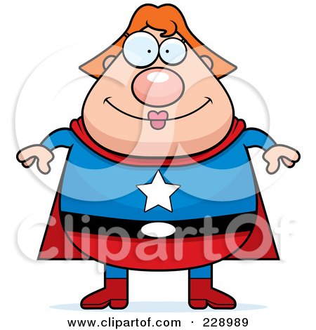 Royalty-Free (RF) Clipart Illustration of a Chubby Red Haired Super Woman by Cory Thoman
