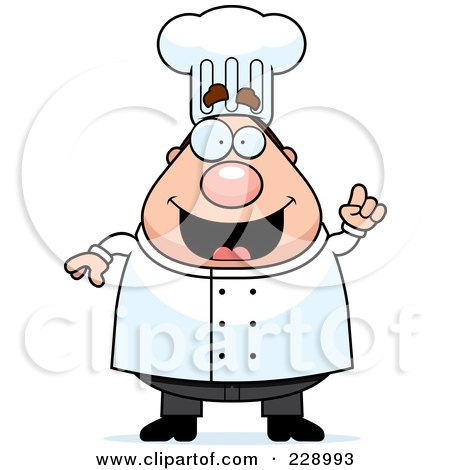 Royalty-Free (RF) Clipart Illustration of a Chubby Male Chef With An Idea by Cory Thoman