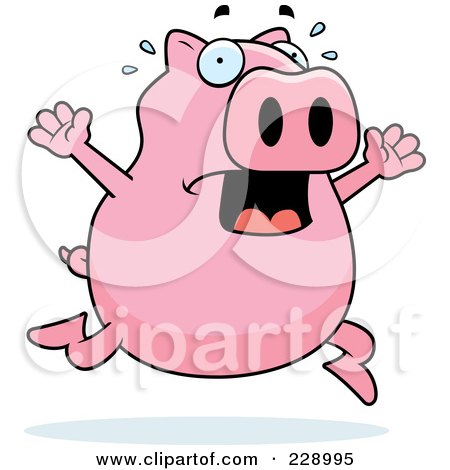 Royalty-Free (RF) Clipart Illustration of a Pig Running Scared by Cory Thoman