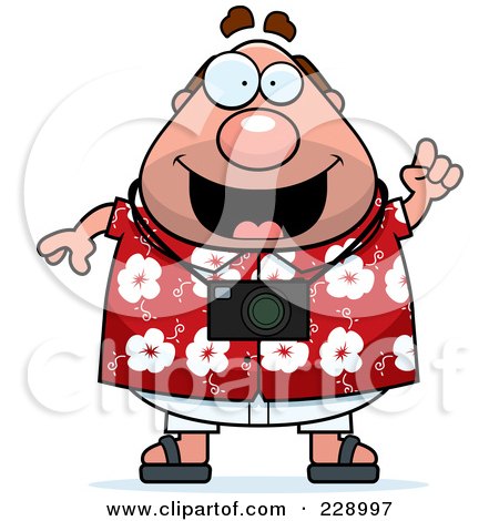 Royalty-Free (RF) Clipart Illustration of a Chubby Tourist Man With An Idea by Cory Thoman