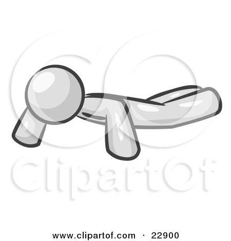Clipart Illustration of a White Man Doing Pushups While Strength Training by Leo Blanchette