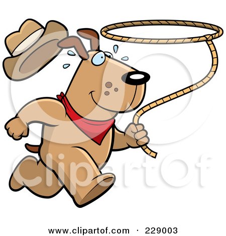 Royalty-Free (RF) Clipart Illustration of a Rodeo Dog Running With A Lasso by Cory Thoman