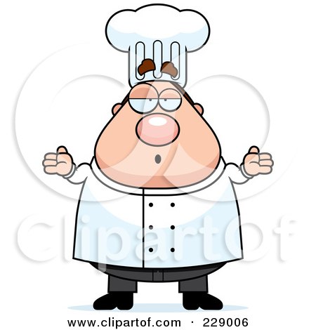 Royalty-Free (RF) Clipart Illustration of a Careless Male Chef Shrugging by Cory Thoman