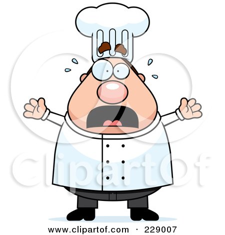 Royalty-Free (RF) Clipart Illustration of a Chubby Male Chef Panicking by Cory Thoman