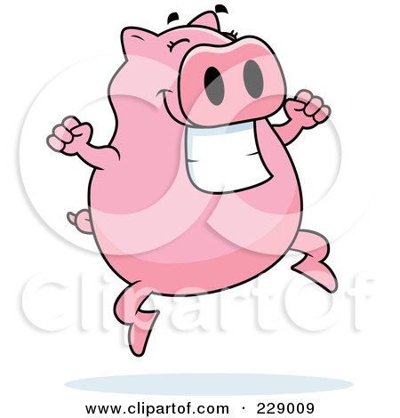 Royalty-Free (RF) Clipart Illustration of a Pig Jumping by Cory Thoman