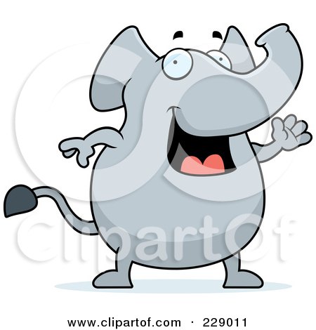 Royalty-Free (RF) Clipart Illustration of an Elephant Waving by Cory Thoman