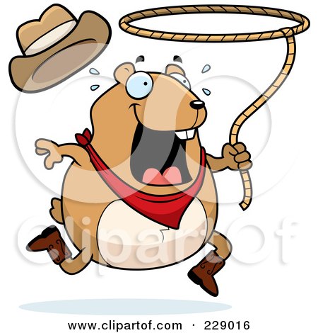 Royalty-Free (RF) Clipart Illustration of a Rodeo Hamster Swinging A Lasso by Cory Thoman