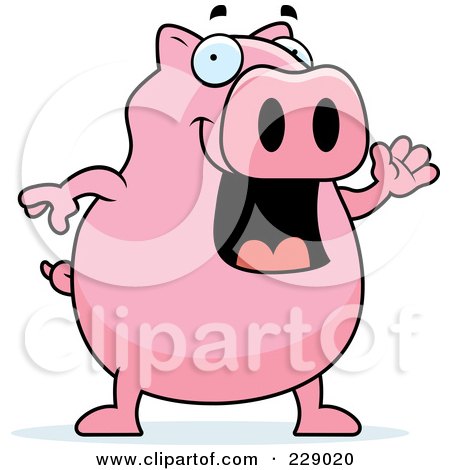 Royalty-Free (RF) Clipart Illustration of a Pig Waving by Cory Thoman