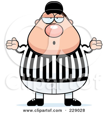 Royalty-Free (RF) Clipart Illustration of a Chubby Referee Shrugging by Cory Thoman
