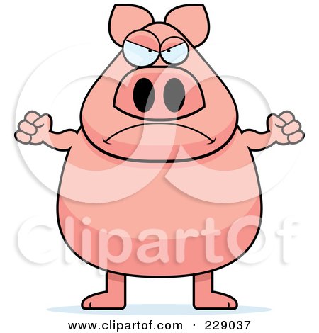 Royalty-Free (RF) Clipart Illustration of a Mad Pig by Cory Thoman