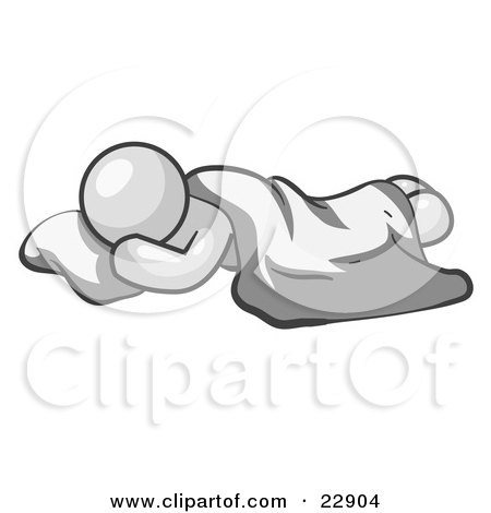Clipart Illustration of a Comfortable White Man Sleeping On The Floor With A Sheet Over Him by Leo Blanchette