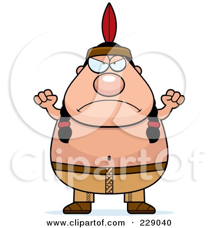 Royalty-Free (RF) Clipart Illustration of a Mad Plump Native American Man by Cory Thoman