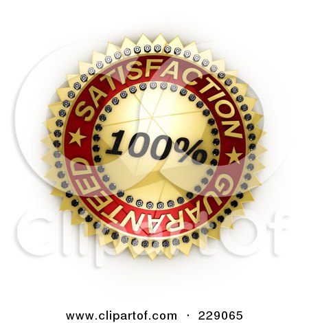 Royalty-Free (RF) Clipart Illustration of a 3d Gold And Red Satisfaction Guarantee Seal by stockillustrations