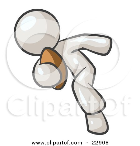 Clipart Illustration of a White Man Running With A Football In Hand During A Game Or Practice by Leo Blanchette