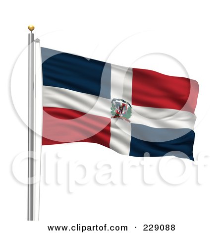 Royalty-Free (RF) Clipart Illustration of The Flag Of Dominican Republic Waving On A Pole by stockillustrations