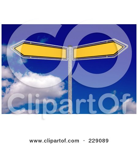 Royalty-Free (RF) Clipart Illustration of 3d Blank Yellow German Signs Against A Blue Sky With Clouds by stockillustrations