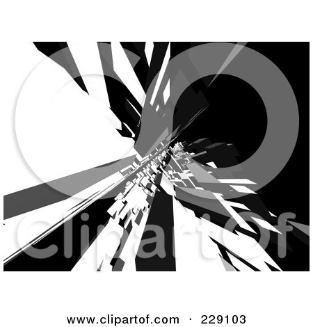 Royalty-Free (RF) Clipart Illustration of an Abstract Black And White Structure Background by chrisroll