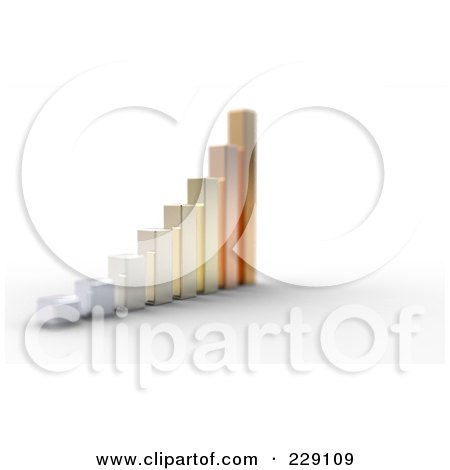 Royalty-Free (RF) Clipart Illustration of a 3d White, Gold And Copper Bar Graph by chrisroll
