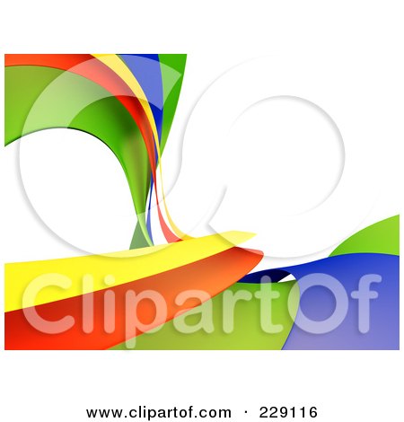 Royalty-Free (RF) Clipart Illustration of a 3d Curving Rainbow Wave Background Over White by chrisroll