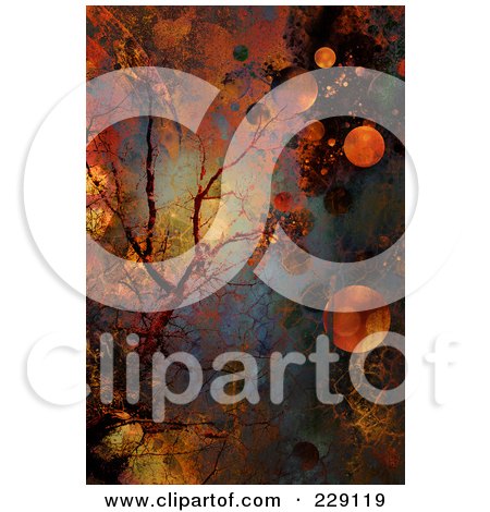 Royalty-Free (RF) Clipart Illustration of an Abstract Rusty Colored Background Of Veins And Orbs by chrisroll