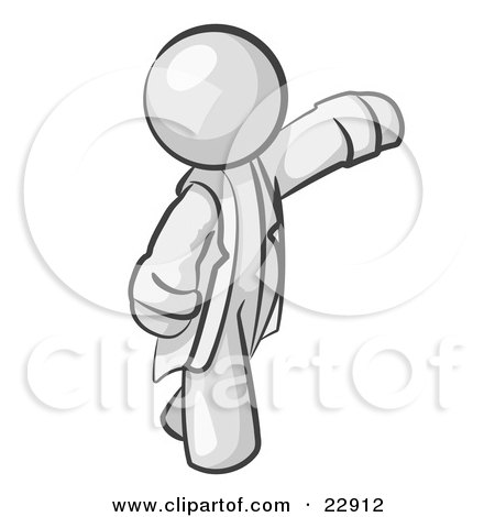Clipart Illustration of a White Scientist, Veterinarian Or Doctor Man Waving And Wearing A White Lab Coat by Leo Blanchette