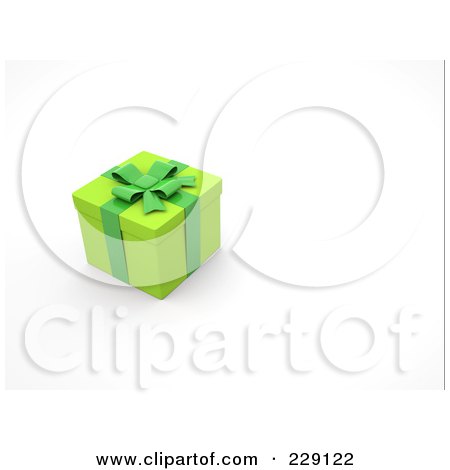 Royalty-Free (RF) Clipart Illustration of a 3d Green Gift Box With Green Ribbons And Bow by chrisroll