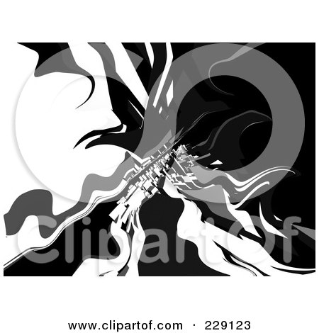 Royalty-Free (RF) Clipart Illustration of an Abstract White, Black And Gray Wavy Background by chrisroll