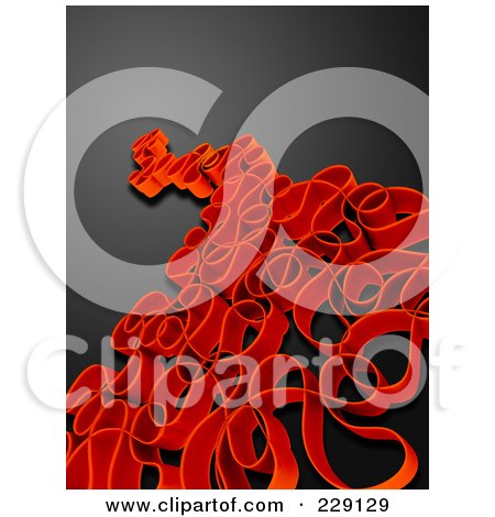 Royalty-Free (RF) Clipart Illustration of an Abstract Red Curve Pattern On Black by chrisroll