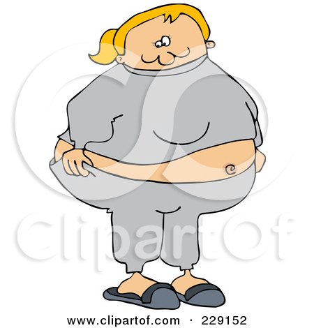 Royalty-Free (RF) Clipart Illustration of a Fat Woman Wearing Gray Sweats by djart