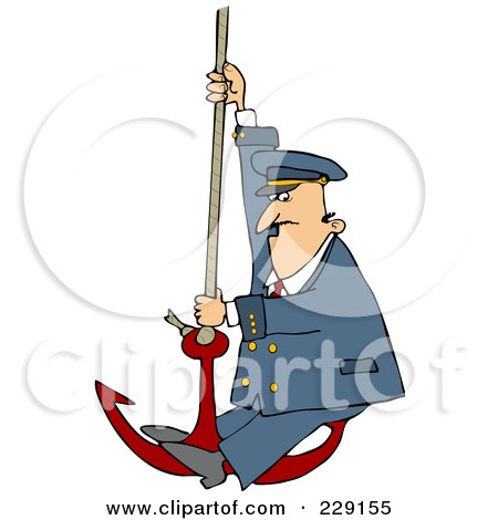 Royalty-Free (RF) Clipart Illustration of a Captain Swinging On An Anchor by djart