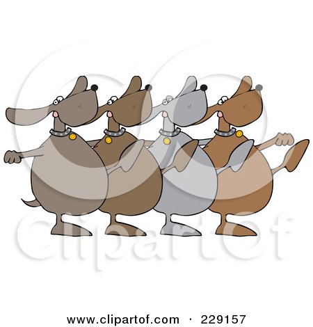 Royalty-Free (RF) Clipart Illustration of a Chorus Line Of Dancing Dogs by djart
