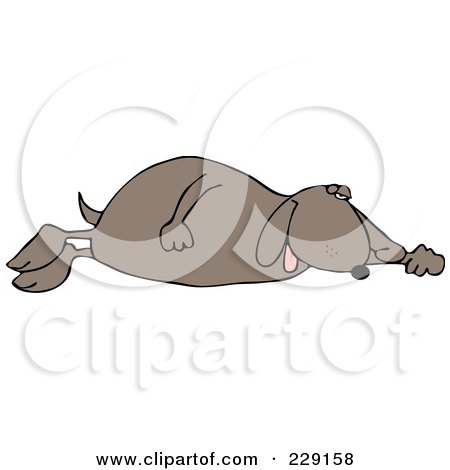 Royalty-Free (RF) Clipart Illustration of a Tired Dog Sleeping On His Side by djart