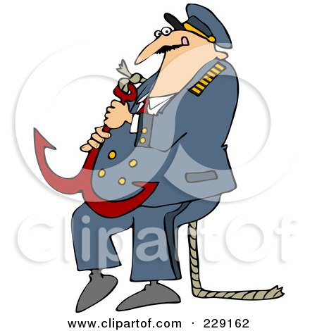 Royalty-Free (RF) Clipart Illustration of a Captain Carrying A Heavy Anchor by djart