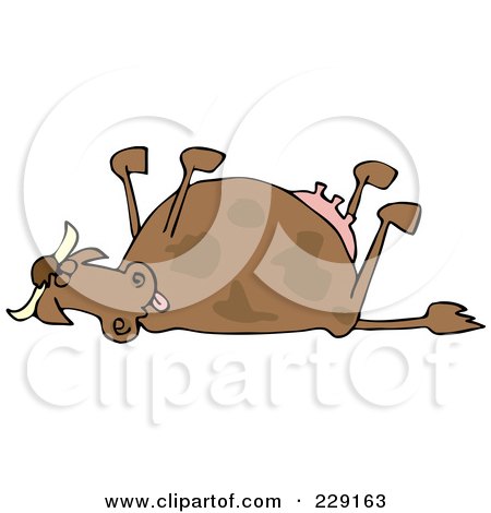 Royalty-Free (RF) Clipart Illustration of a Dead Cow With Her Legs Up In The Air by djart