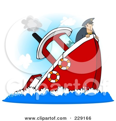 Royalty-Free (RF) Clipart Illustration of a Captain On A Sinking Boat by djart