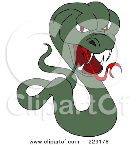 Royalty-Free (RF) Clipart Illustration of a Red Eyed Green Cobra by djart