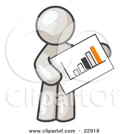 Clipart Illustration of a White Man Holding A Bar Graph Displaying An Increase In Profit by Leo Blanchette
