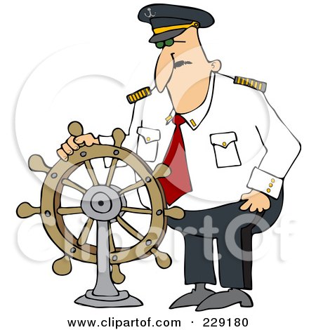 Royalty-Free (RF) Clipart Illustration of a Ship Captain Standing At The Helm by djart