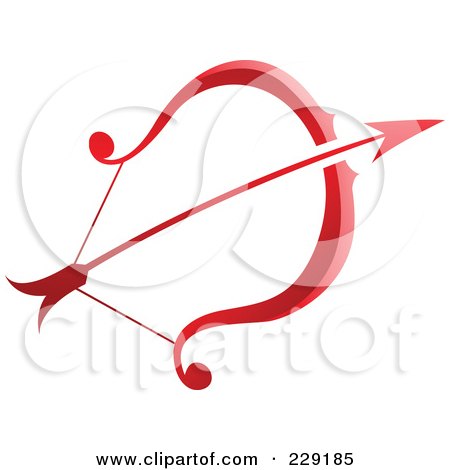 Royalty-Free (RF) Clipart Illustration of a Shiny Red Sagittarius Zodiac Logo Icon by cidepix