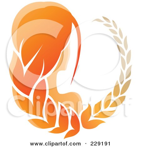 Royalty-Free (RF) Clipart Illustration of a Shiny Orange Virgo Zodiac Logo Icon by cidepix