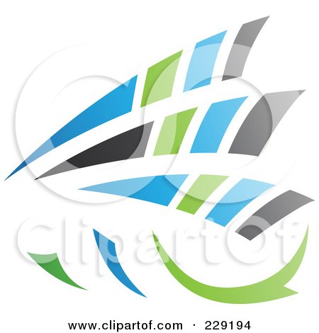 Royalty-Free (RF) Clipart Illustration of a Blue, Green, Gray And Black Dynamic Logo Icon - 1 by cidepix