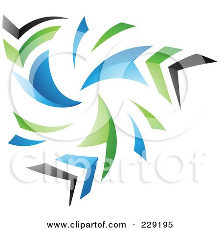 Royalty-Free (RF) Clipart Illustration of a Blue, Green, Gray And Black Dynamic Logo Icon - 8 by cidepix