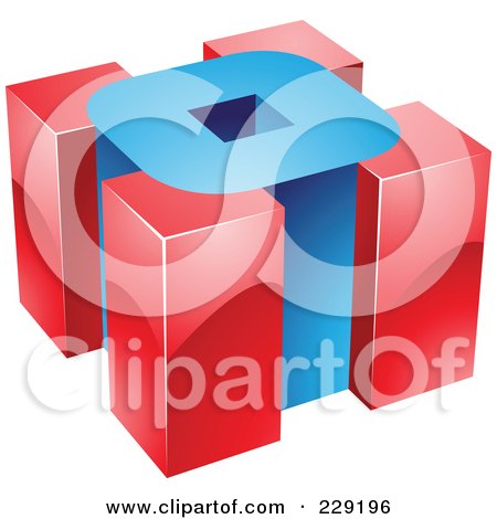 Royalty-Free (RF) Clipart Illustration of a 3d Blue And Red Cubic Logo Icon - 2 by cidepix