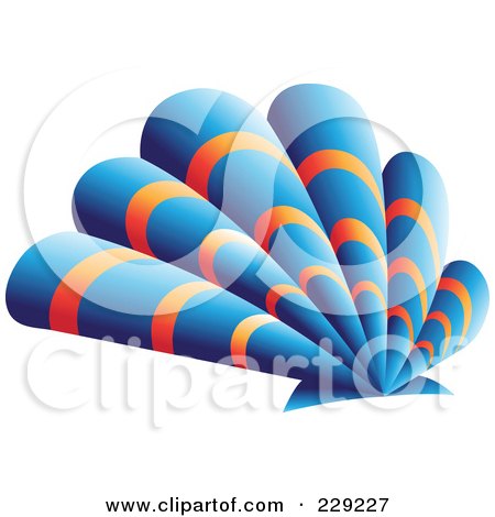 Royalty-Free (RF) Clipart Illustration of an Abstract Logo Icon Of A Blue And Orange Scallop Shell by cidepix