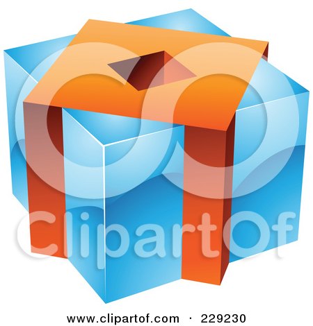 Royalty-Free (RF) Clipart Illustration of a 3d Blue And Orange Cubic Logo Icon by cidepix