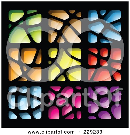 Royalty-Free (RF) Clipart Illustration of a Digital Collage Of Colorful Stone Like Paper Cut Out Logo Icons by cidepix