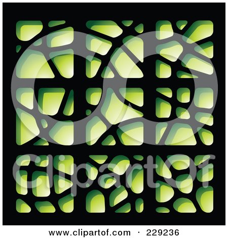 Royalty-Free (RF) Clipart Illustration of a Digital Collage Of Green Stone-Like Paper Cut Out Logo Icons by cidepix