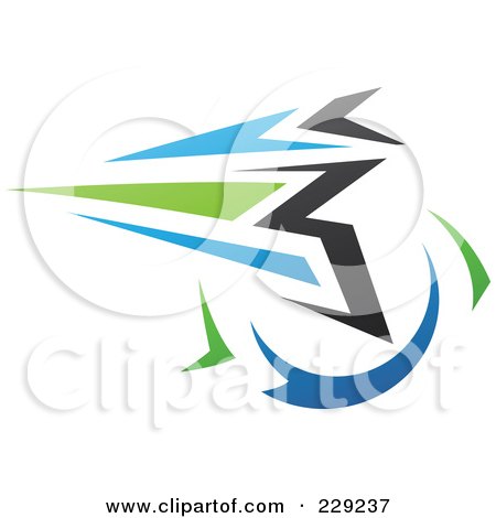 Royalty-Free (RF) Clipart Illustration of a Blue, Green, Gray And Black Dynamic Logo Icon - 3 by cidepix