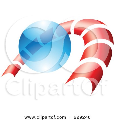 Royalty-Free (RF) Clipart Illustration of an Abstract Logo Icon Of A Red Curve And Blue Sphere by cidepix