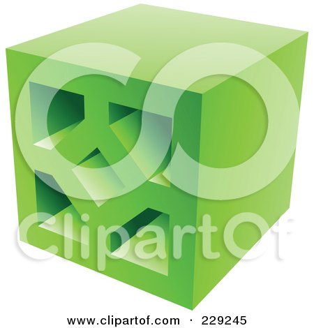 Royalty-Free (RF) Clipart Illustration of a Green Brick Logo Icon - 1 by cidepix